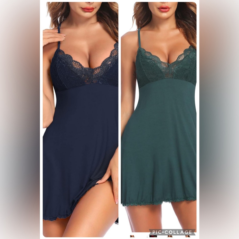 Lace Trim nightgown duo
